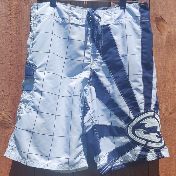 Billabong Andy Irons Rising Sun Boardshorts Men's Size 34 Swimwear Blue Navy
